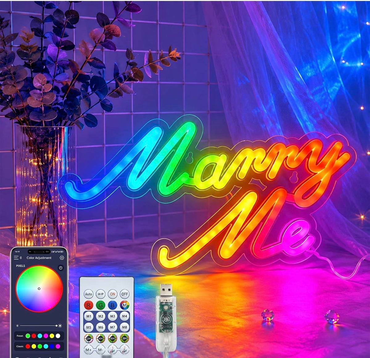 Marry Me RGB LED Neon Sign 💍✨