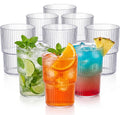 24-Piece Ribbed Stackable Plastic Drinking Cups – 18 oz