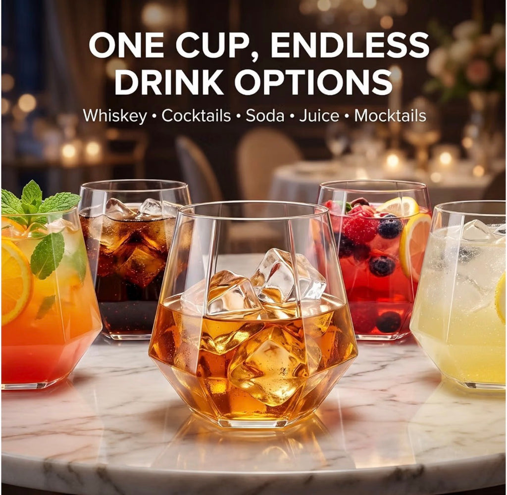 40-Pack Diamond-Cut Plastic Tumblers – 12 oz
