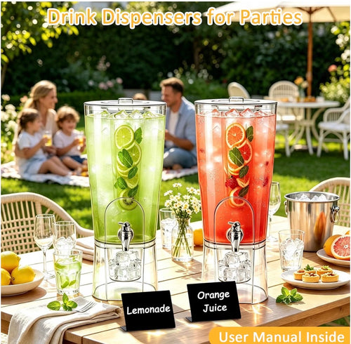 2-Pack 1.5 Gallon Drink Dispensers with Ice Chambers & Fruit Infusers