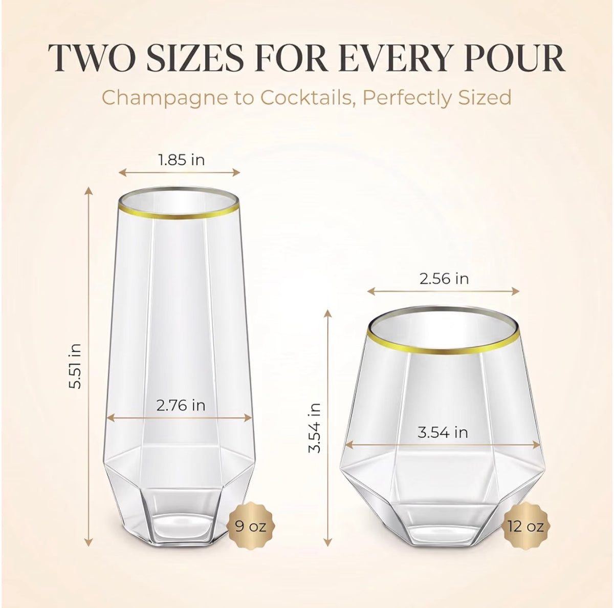 60-Piece Gold-Rim Party Drinkware Set – Tumblers & Champagne Flutes