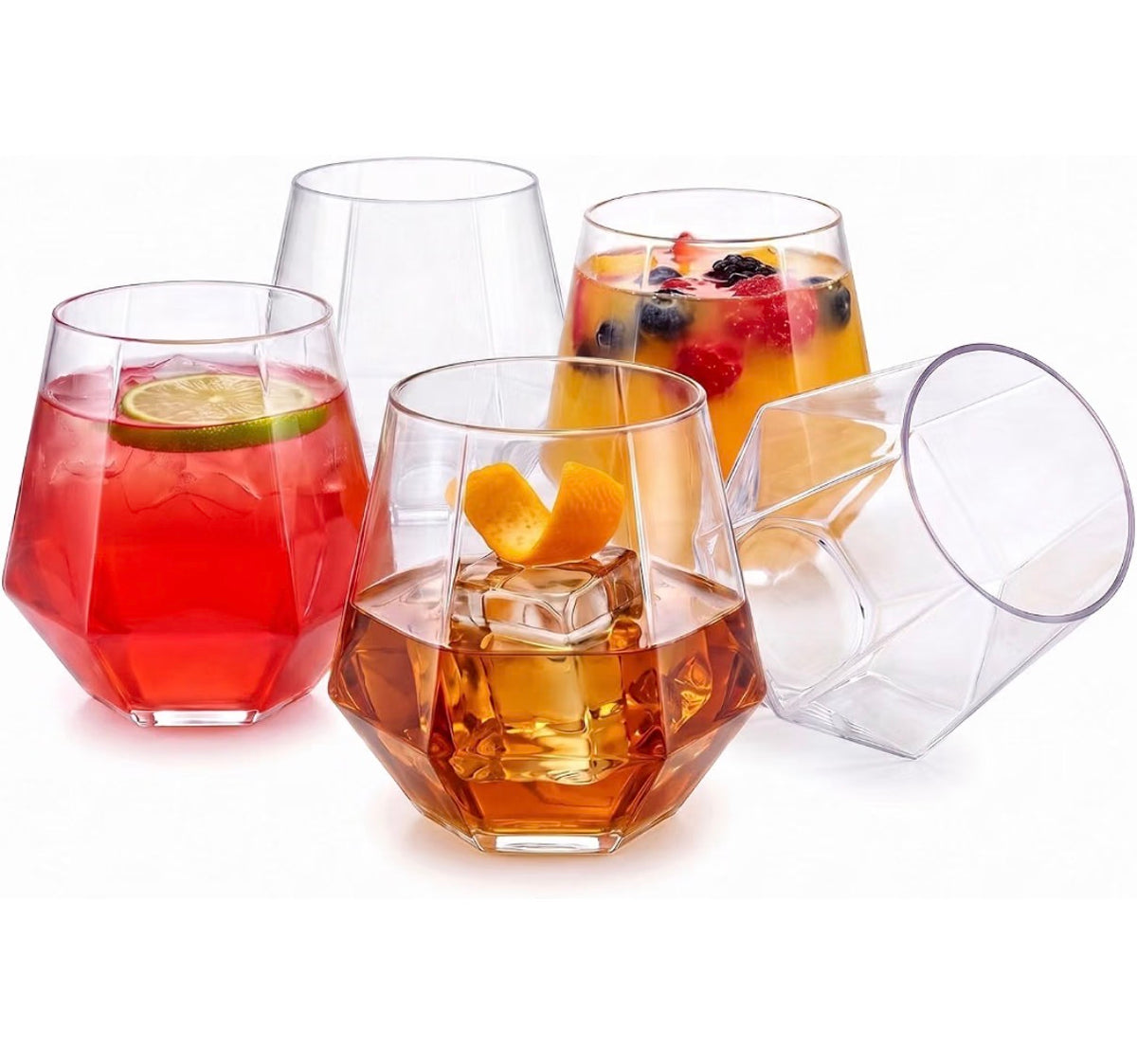 40-Pack Diamond-Cut Plastic Tumblers – 12 oz