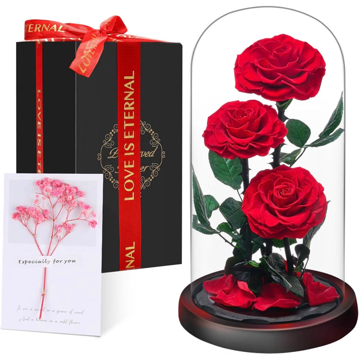 Eternal Red Rose Display 🌹 | Preserved Real Roses Gift Set