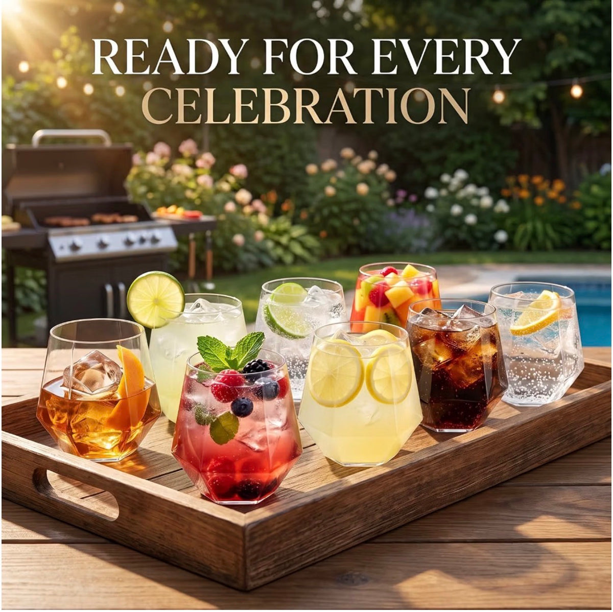 40-Pack Diamond-Cut Plastic Tumblers – 12 oz