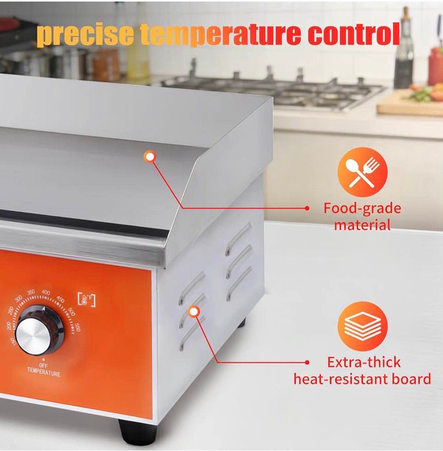 21.6” Commercial Stainless Steel Electric Griddle – Adjustable Temperature