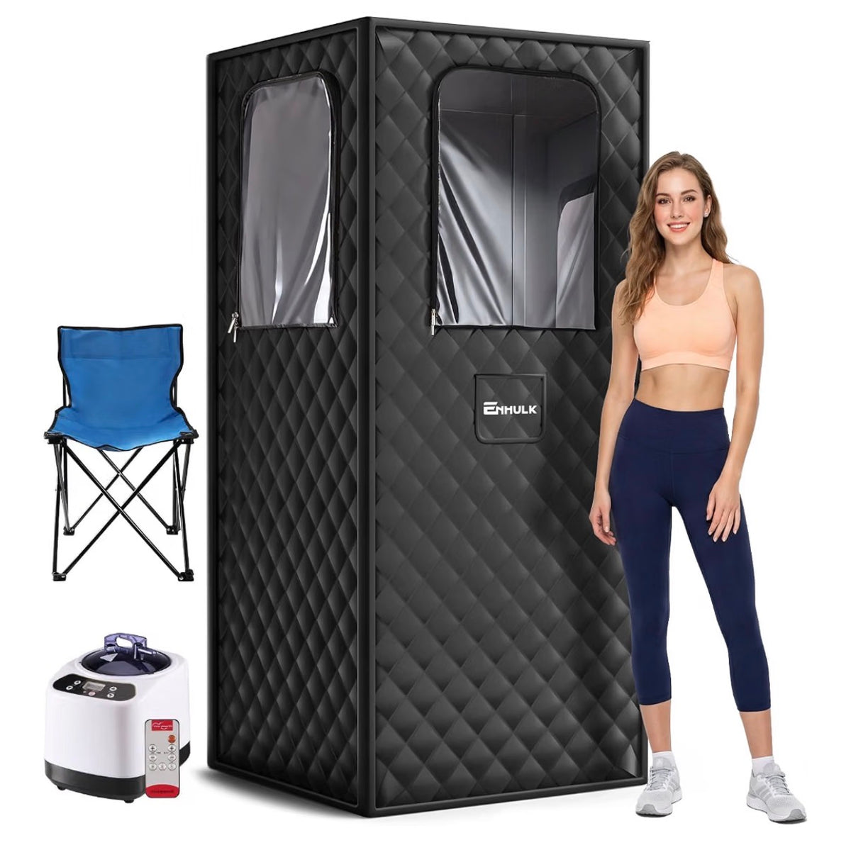 ENHULK Portable Steam Sauna Tent with 3L Steamer, Chair & Remote