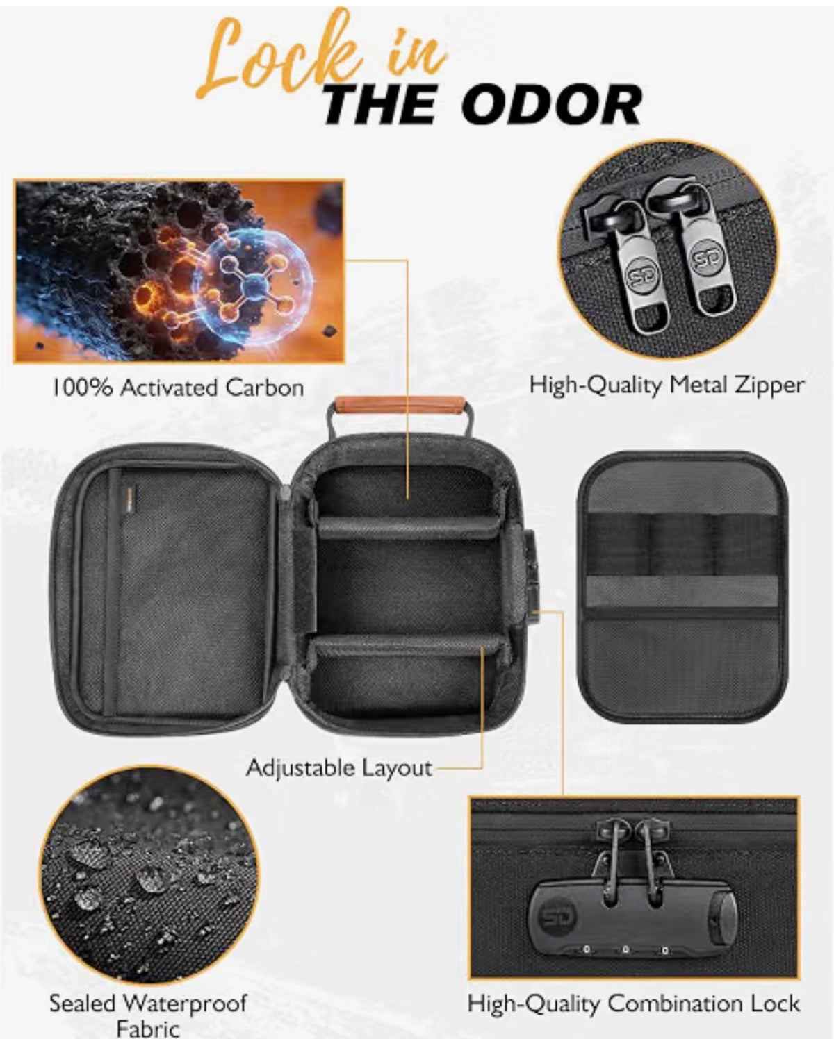 SAFEDELUX Smell-Proof Lockable Storage Bag – Activated Carbon Lining