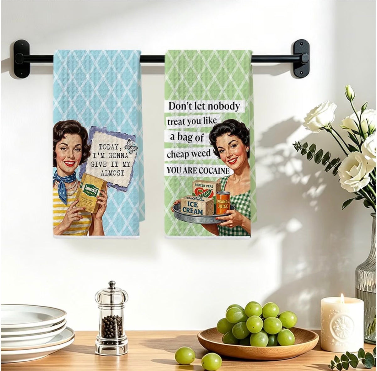 “You Are Cocaine” Funny Kitchen Towel Set – 2 Pack