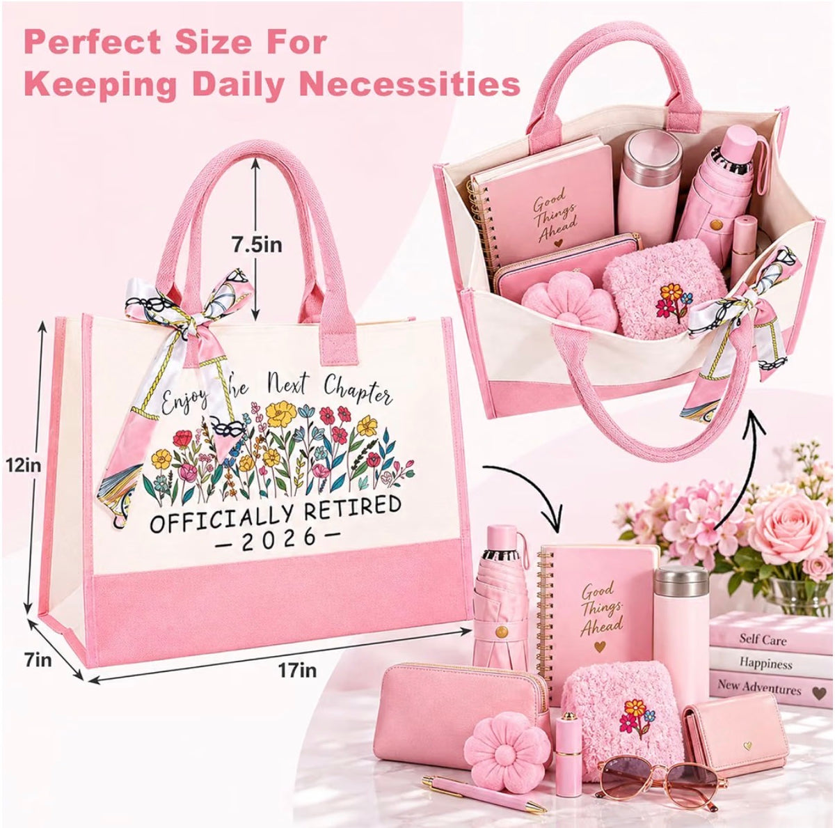 Happy Retirement Gift Set for Her 🌸 | 7-Piece Set