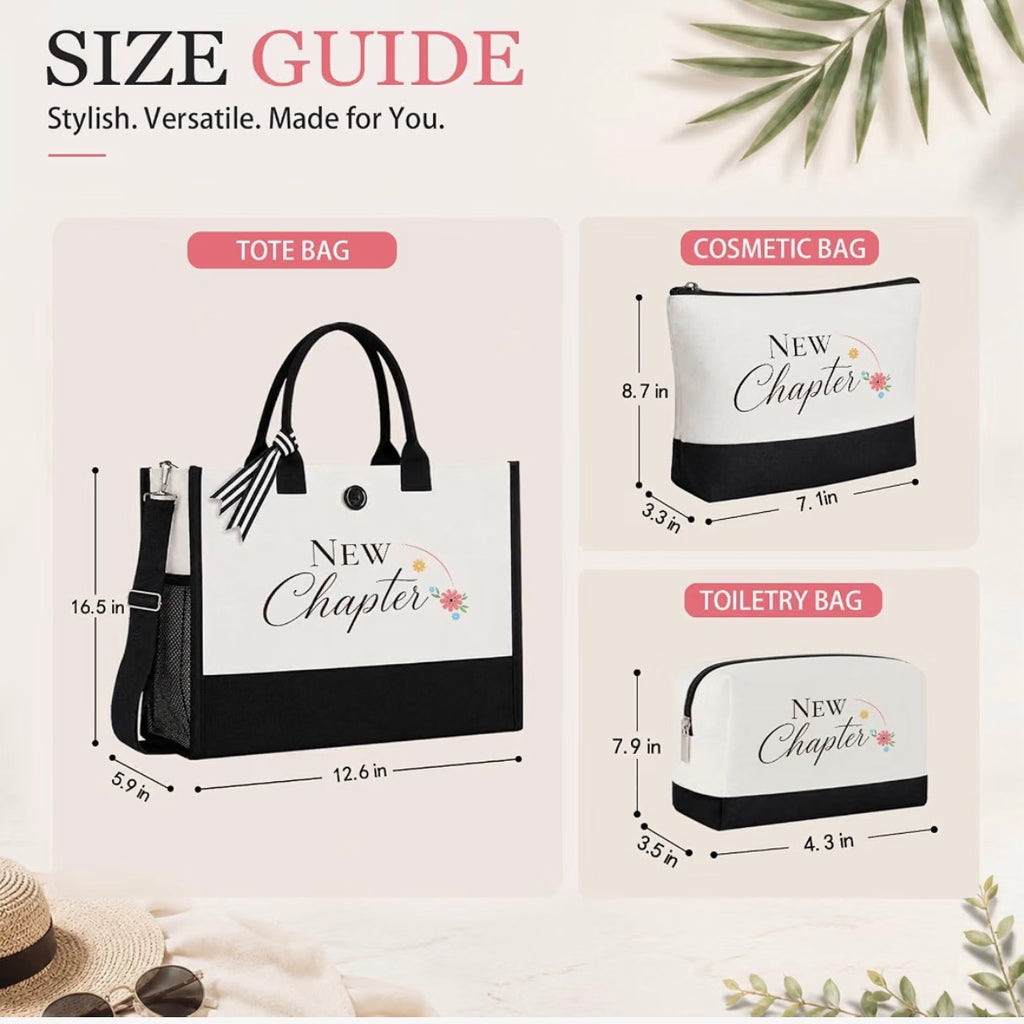 “New Chapter” 3-Piece Tote & Cosmetic Bag Gift Set