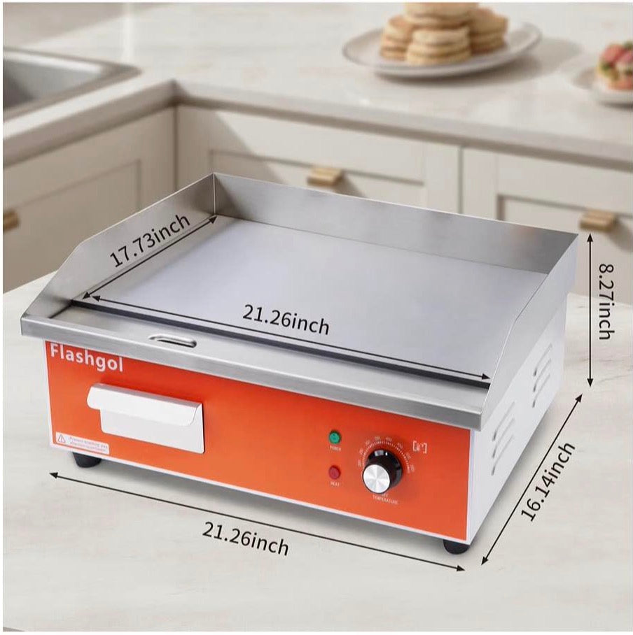 21.6” Commercial Stainless Steel Electric Griddle – Adjustable Temperature