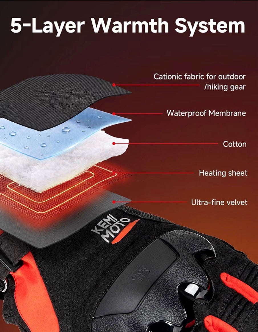 KEMIMOTO Dual-Zone Heated Motorcycle Gloves